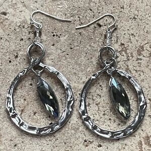 Vintage Hammered Coil Moonstone Sphere Earrings